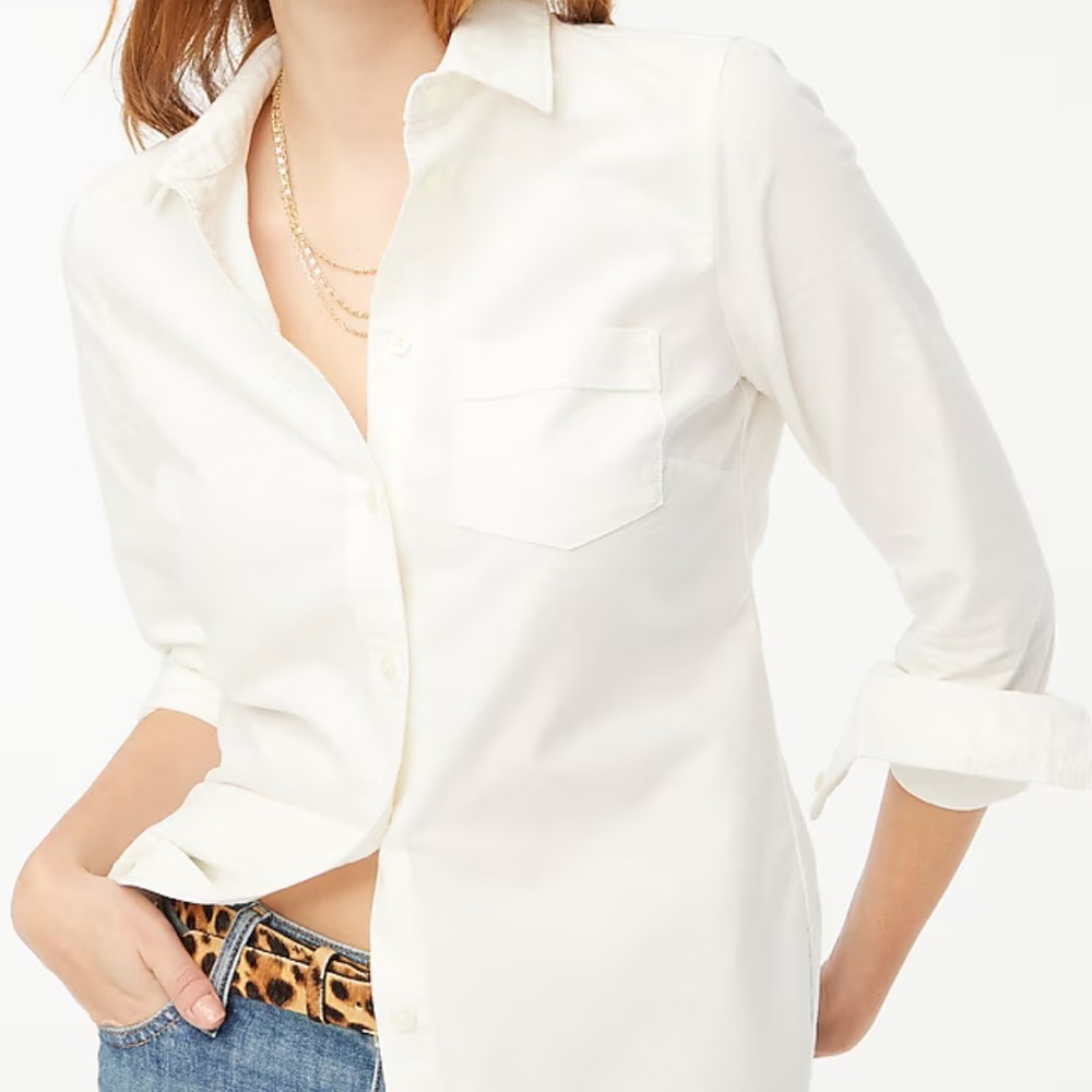 J Crew Classic White Button-Up Shirt